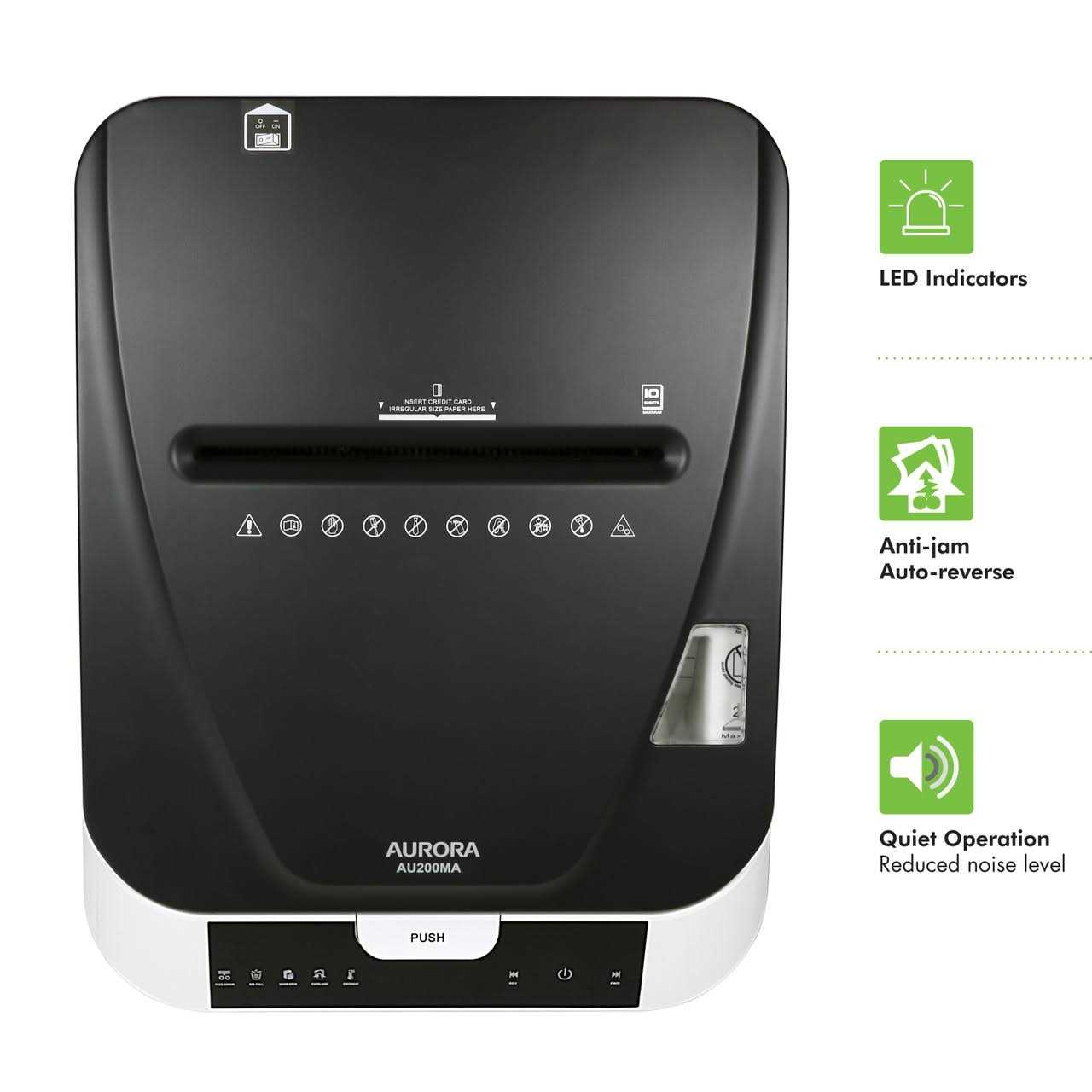 Aurora Commercial Grade 200-Sheet Auto Feed High Security Micro-Cut Paper Shredder 60 Minutes Security Level P-5 - Image 3