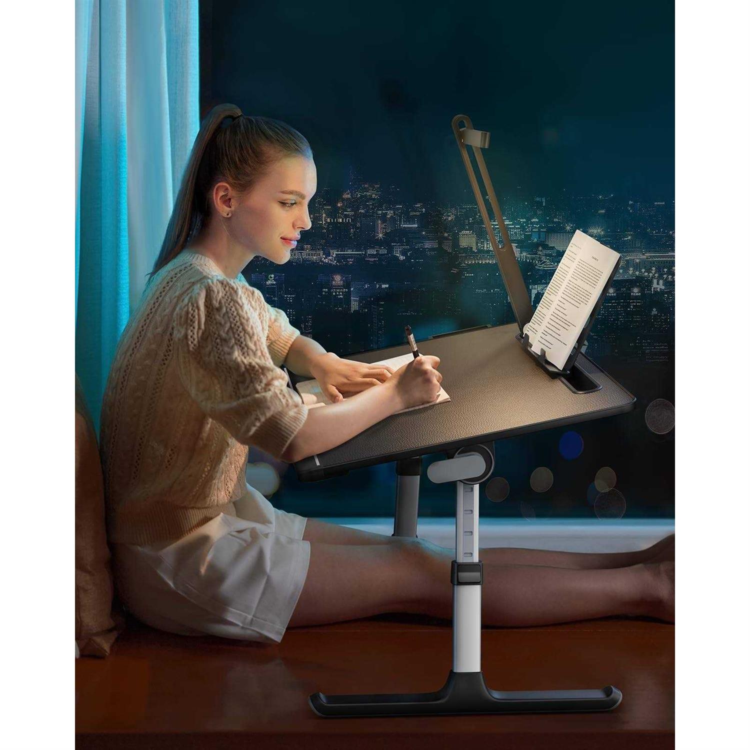 Laptop Bed Tray Desk with LED Desk Light SAIJI Adjustable Laptop Stand for Bed - Image 3