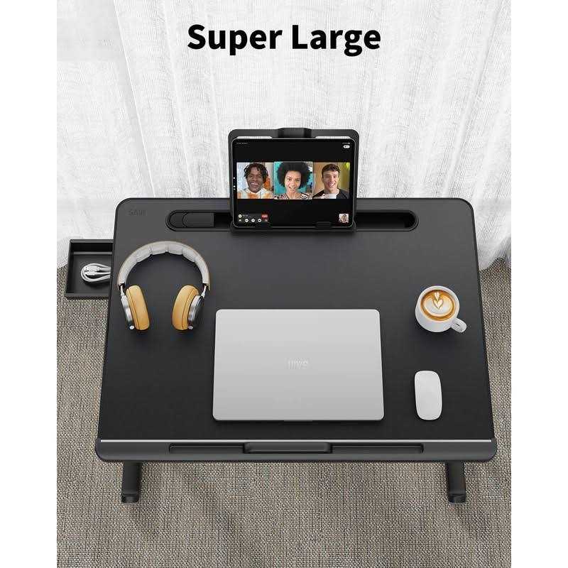 Laptop Bed Tray Desk with LED Desk Light SAIJI Adjustable Laptop Stand for Bed - Image 5