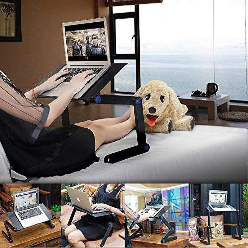 Laptop Table, Adjustable Laptop Bed Table, Laptop Computer Stand, Portable Laptop Workstation Notebook Stand Reading Holder with 2 CPU Cooling Fans - Image 3