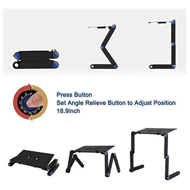 Laptop Table, Adjustable Laptop Bed Table, Laptop Computer Stand, Portable Laptop Workstation Notebook Stand Reading Holder with 2 CPU Cooling Fans - Image 5