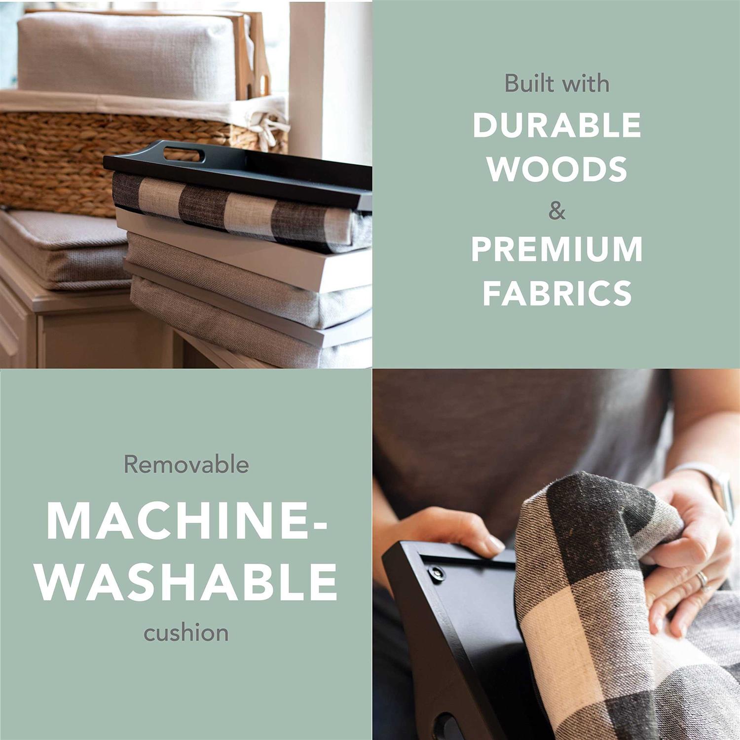 Rossie Home Wood Lap Tray with Detachable Pillow - Image 4