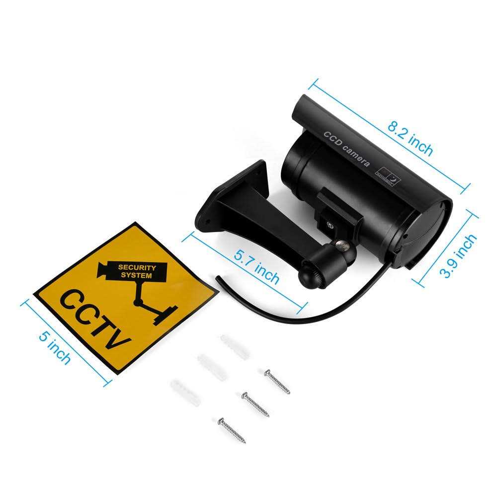 F FINDERS&CO Dummy Security Camera, Fake CCTV Surveillance System with Realistic Red Flashing Lights and Warning Sticker for Indoor Outdoor - Image 4