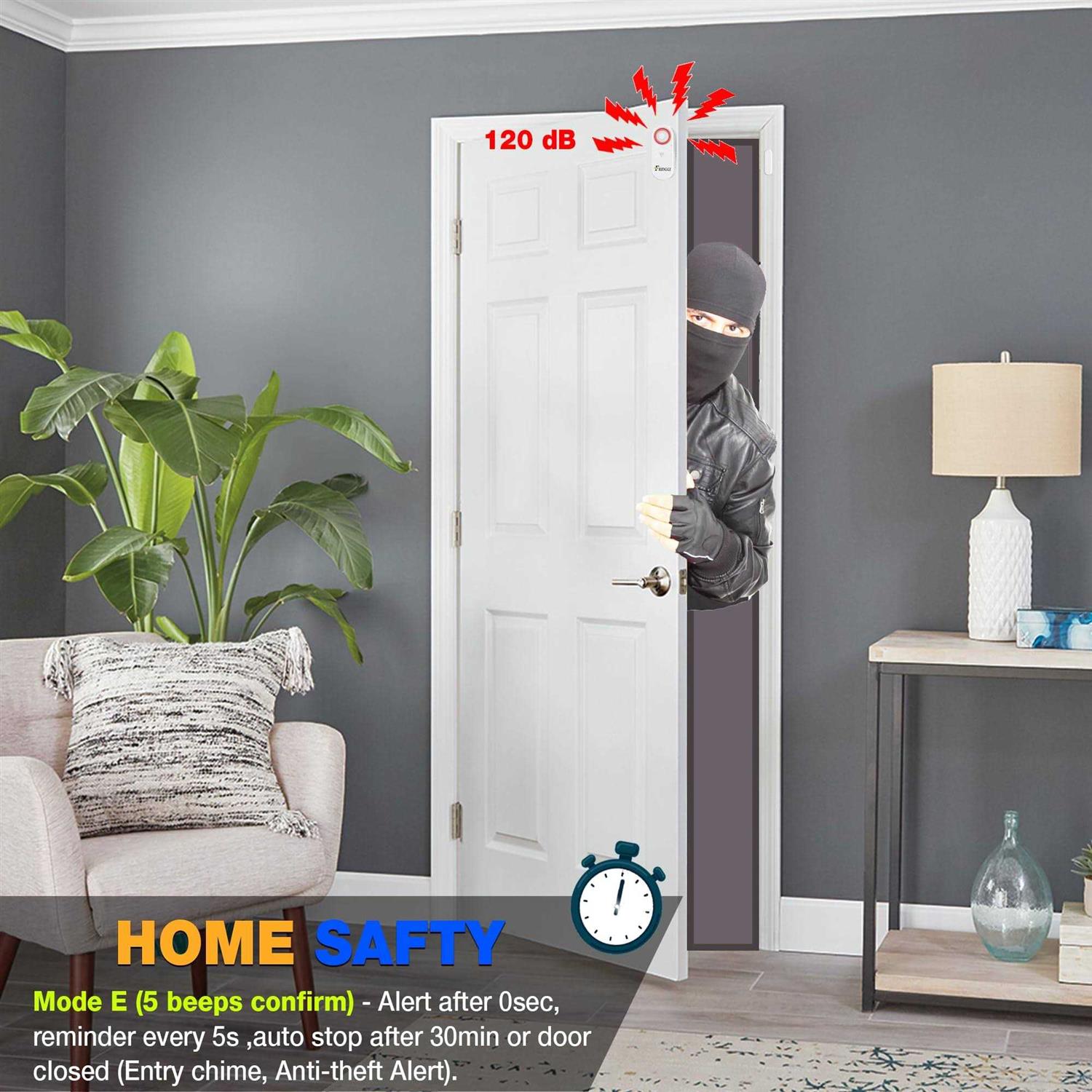 3in1 Alarm Door Ajar Alarm Door Chime with Delay 0/5/10/30/60 Seconds 2/5 Minutes - Image 3