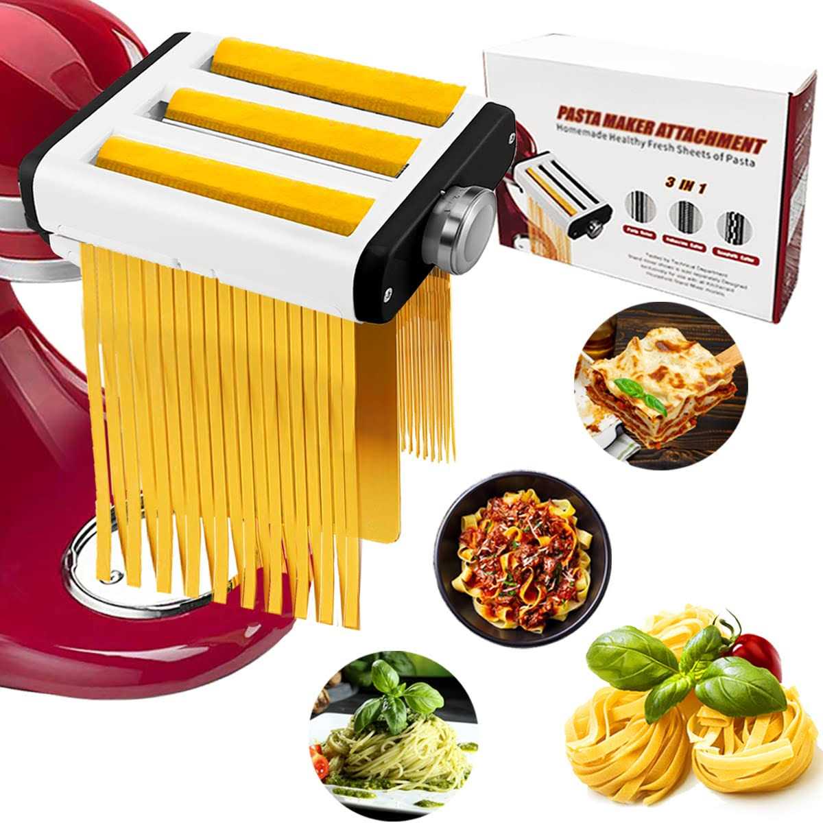 3 In 1 Pasta Maker Attachment for Kitchenaid Mixer Professional Pasta Attachment Includes Pasta Dough Roller - Image 3