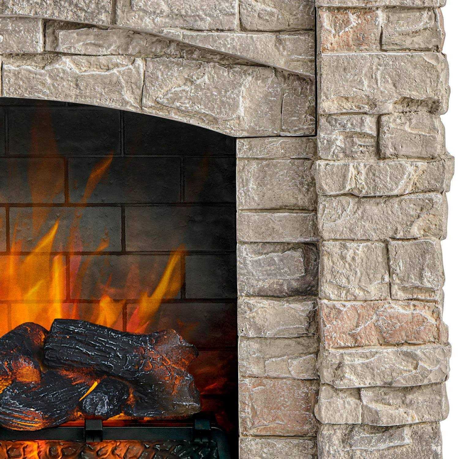 allen + roth 43.5-in W Stacked Faux Sandstone with Coffee Oak Infrared Quartz Electric Fireplace 2315FM-23-931 - Image 4