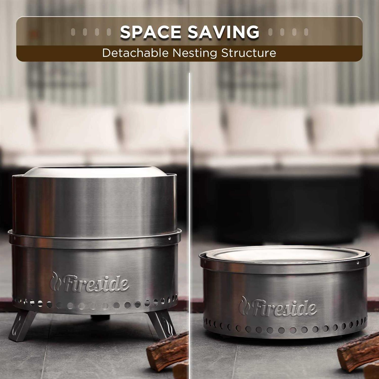 TURBRO Smokeless Fire Pit for Outdoor Wood Burning 19 Inch - Image 3