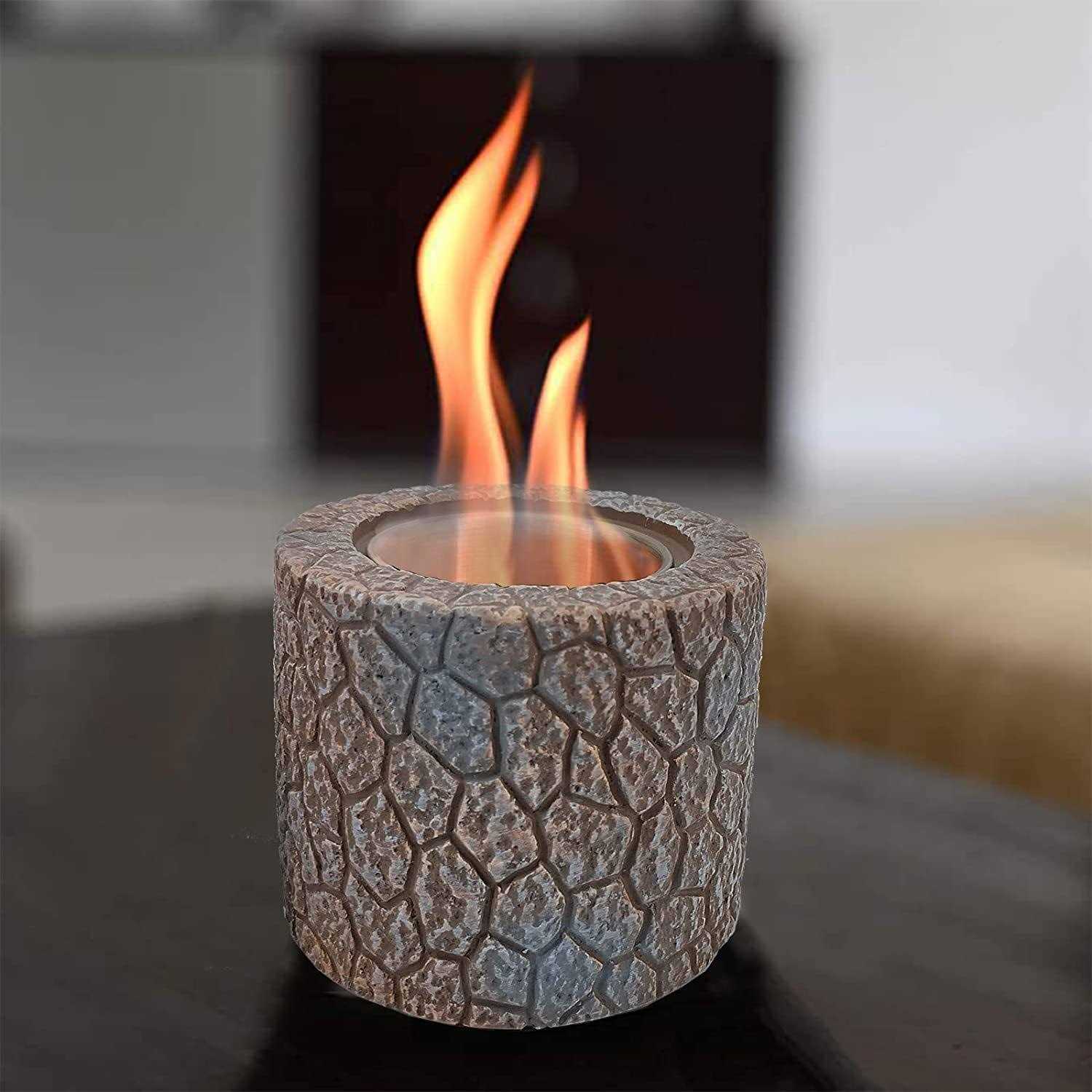 Yumpanda Tabletop Fireplace Mini Portable Concrete Fire Pit Bowl Indoor Outdoor Smores Maker Firepit - Image 3