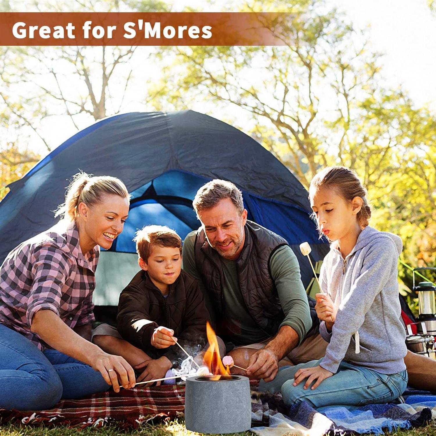 Table Top Fire Pit Bowl Concrete Tabletop Fireplace Indoor Outdoor Decor Portable Mini Rubbing Alcohol Burner Smores Maker for Patio Balcony - Image 4