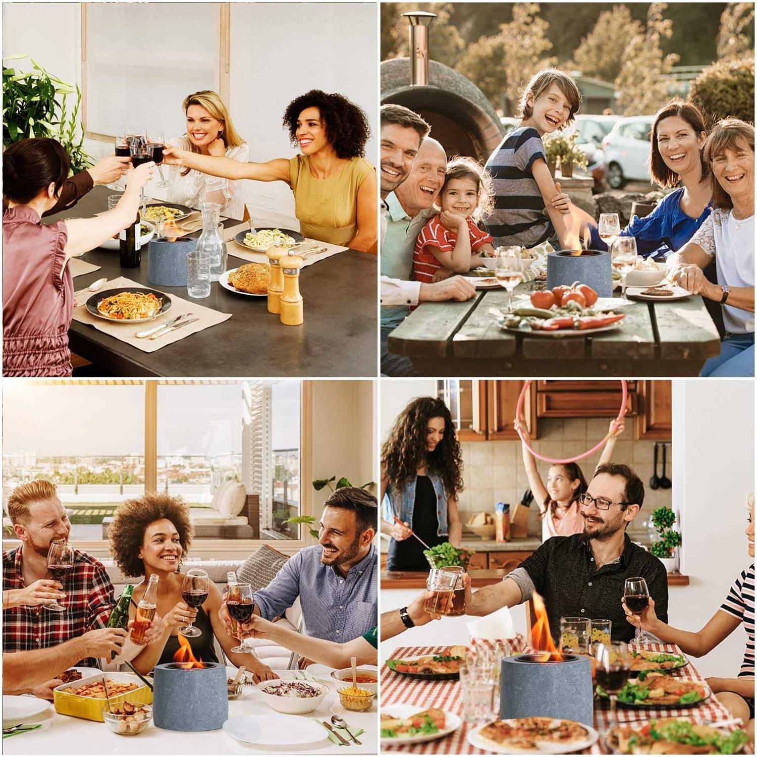 Table Top Fire Pit Bowl Concrete Tabletop Fireplace Indoor Outdoor Decor Portable Mini Rubbing Alcohol Burner Smores Maker for Patio Balcony - Image 5