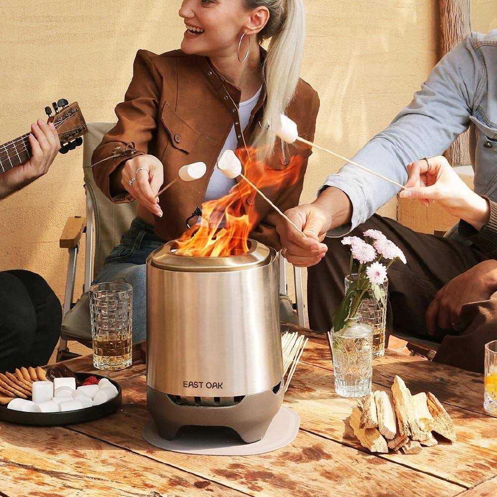 East OAK BRASA Mini Tabletop Fire Pit with Stand, for Patio and Outdoor Camping - Image 3