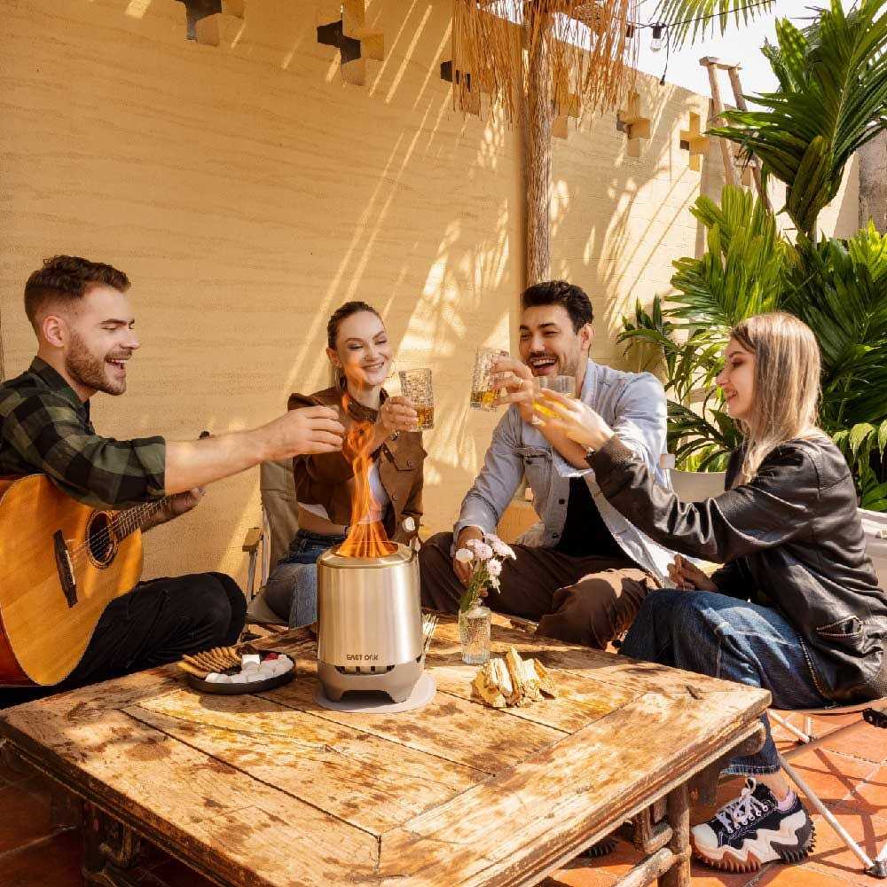 East OAK BRASA Mini Tabletop Fire Pit with Stand, for Patio and Outdoor Camping - Image 5