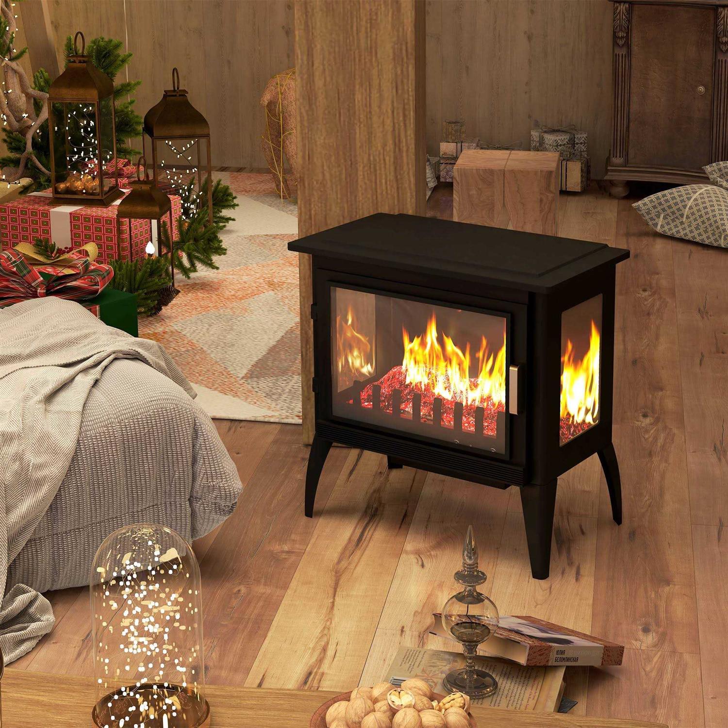 Homcom 24 Electric Fireplace Stove with Realistic Flame - Image 4