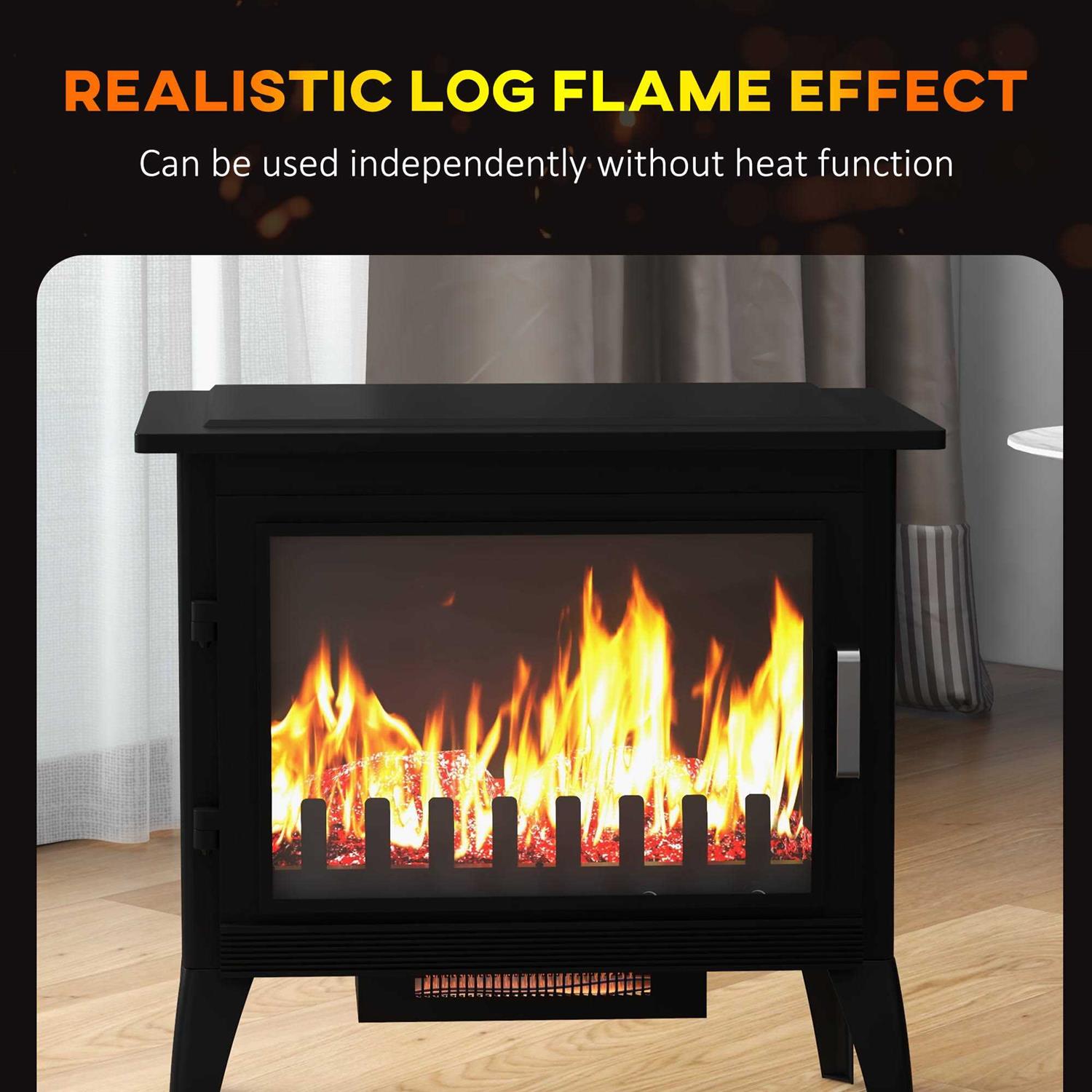 Homcom 24 Electric Fireplace Stove with Realistic Flame - Image 5