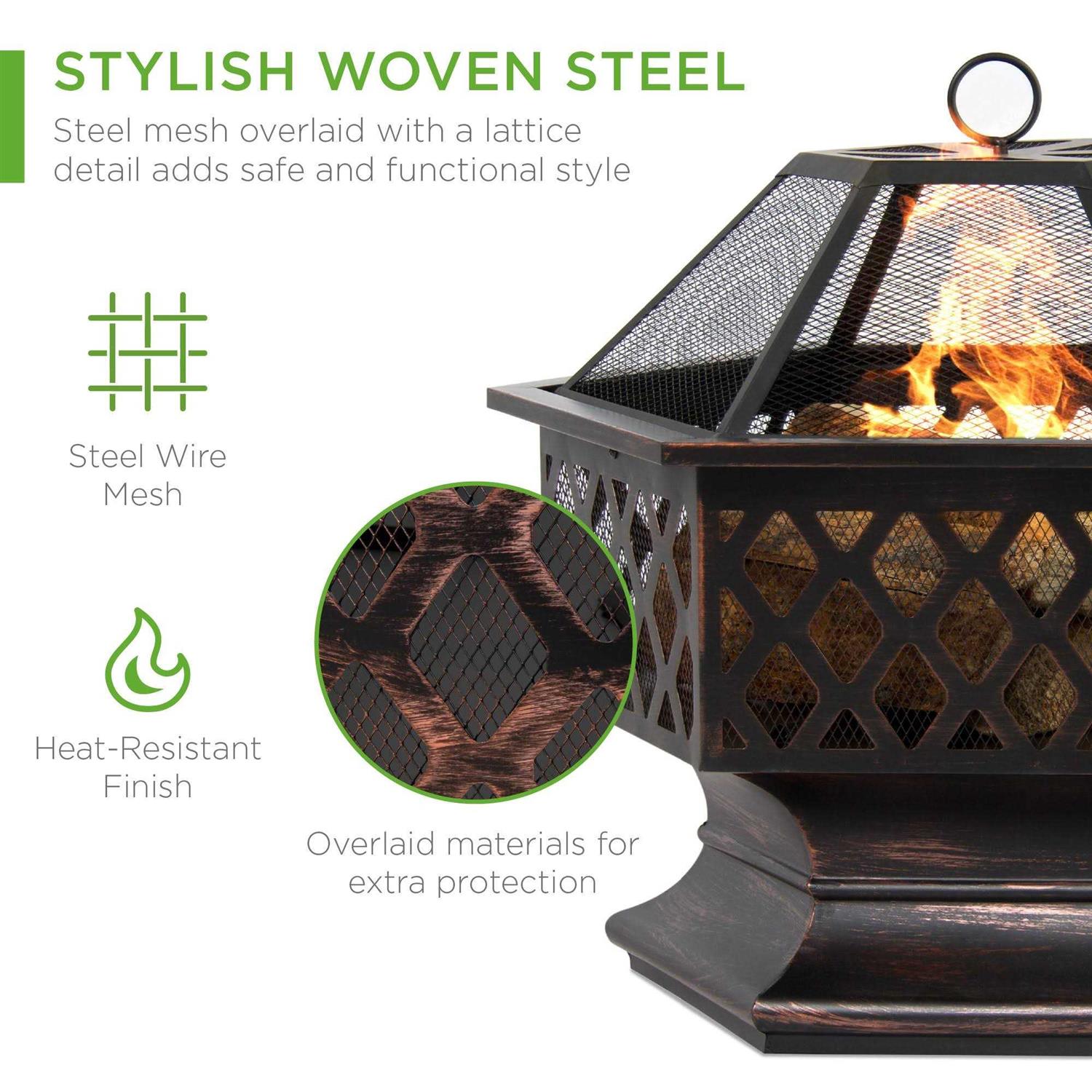 Best Choice Products 24in Hex-Shaped Steel Fire Pit for Garden - Image 3