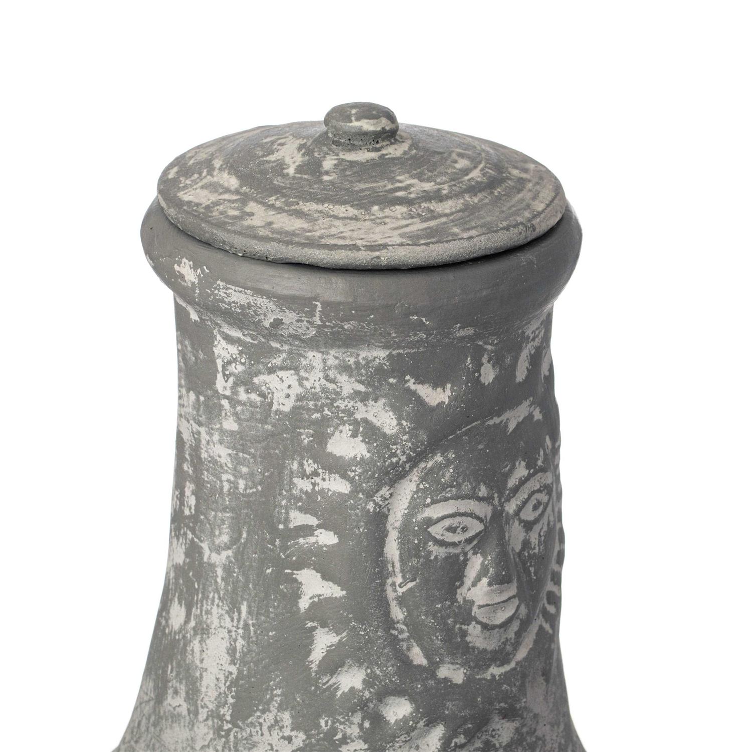 Vintiquewise Outdoor Clay Chiminea Fireplace Sun Design Wood Burning Fire Pit with Sturdy Metal Stand - Image 3