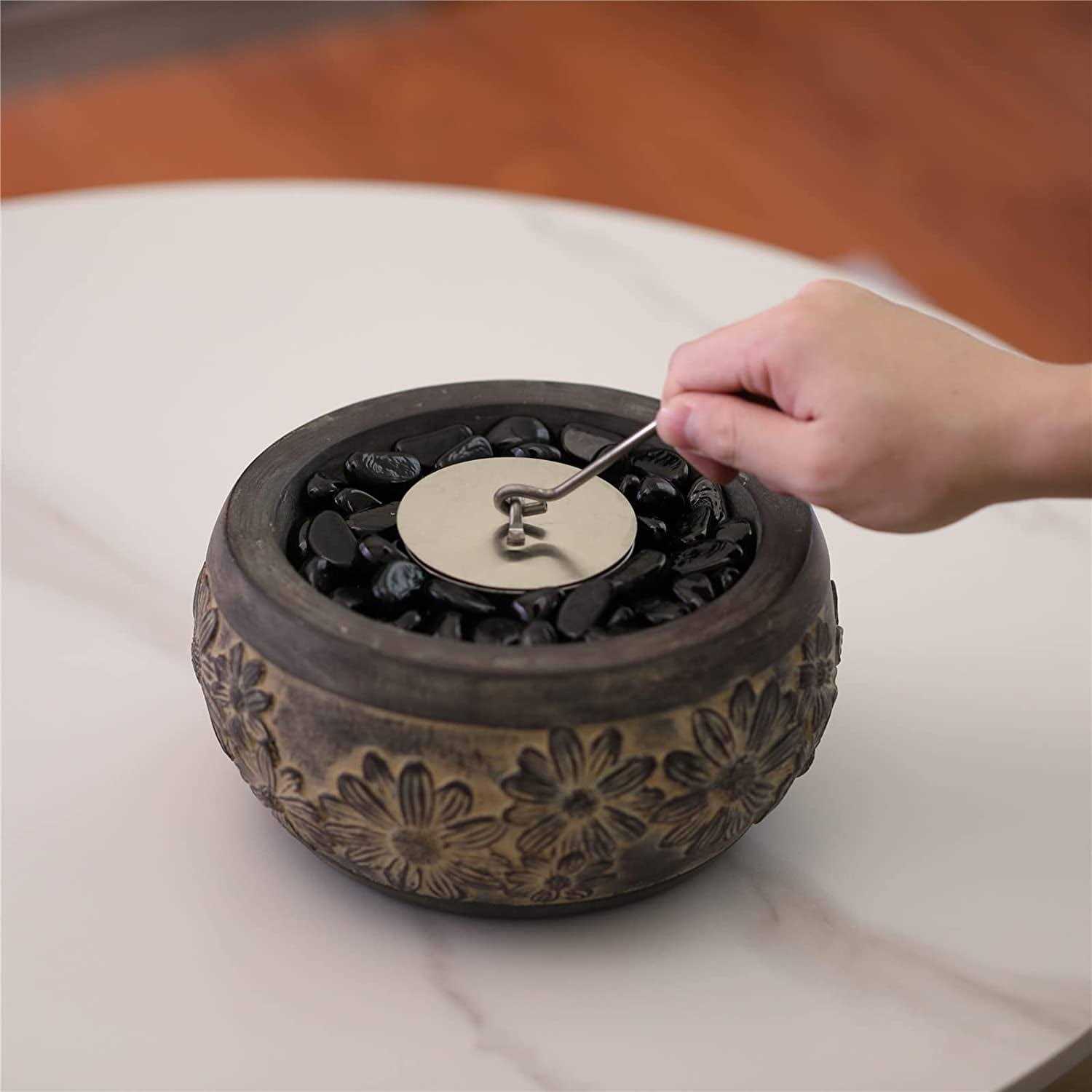 Turbro Retro Cement Tabletop Fire Pit for Outdoor Ventless Fire Bowl - Image 3