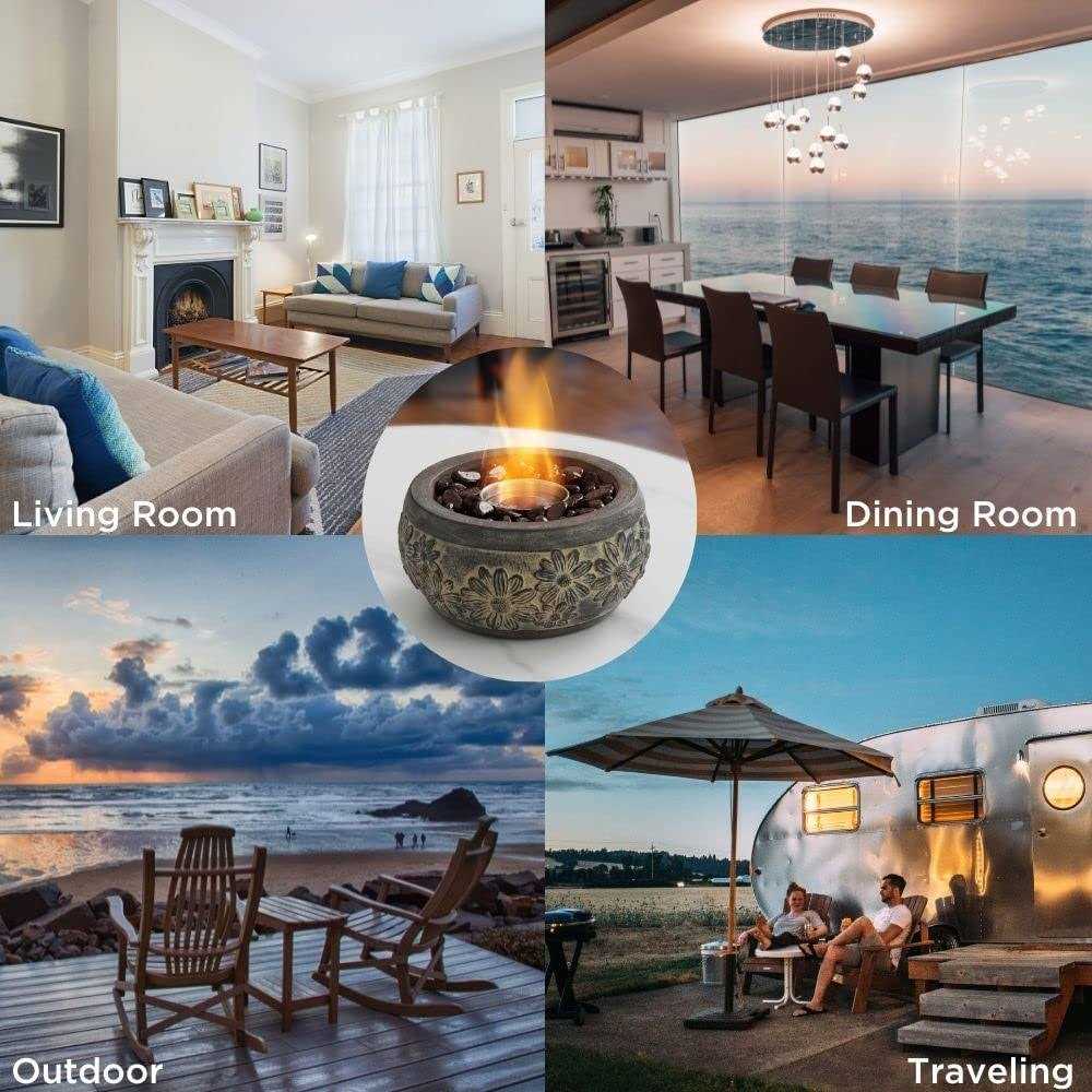 Turbro Retro Cement Tabletop Fire Pit for Outdoor Ventless Fire Bowl - Image 5