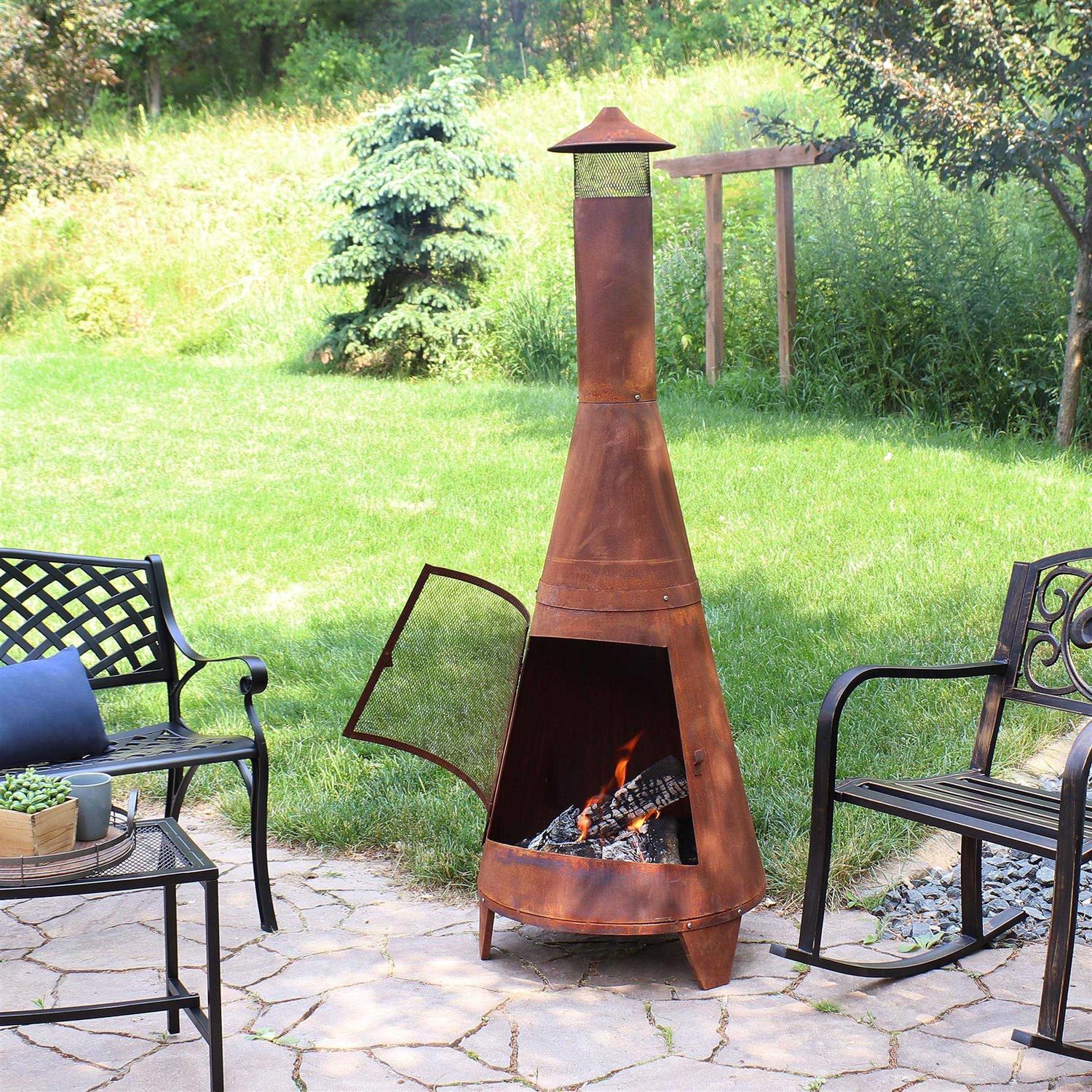 Sunnydaze Decor Rustic Outdoor Wood-Burning Backyard Chiminea Fire Pit - Image 4