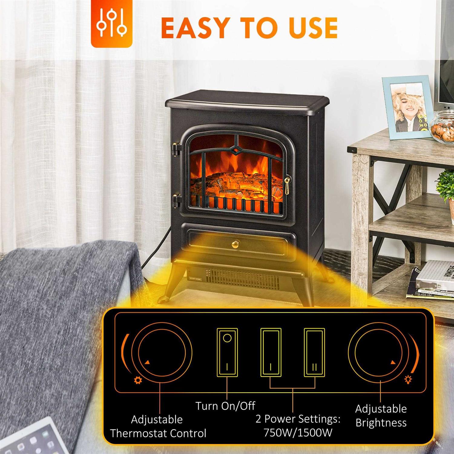 HOMCOM 22 Electric Fireplace Heater - Image 4