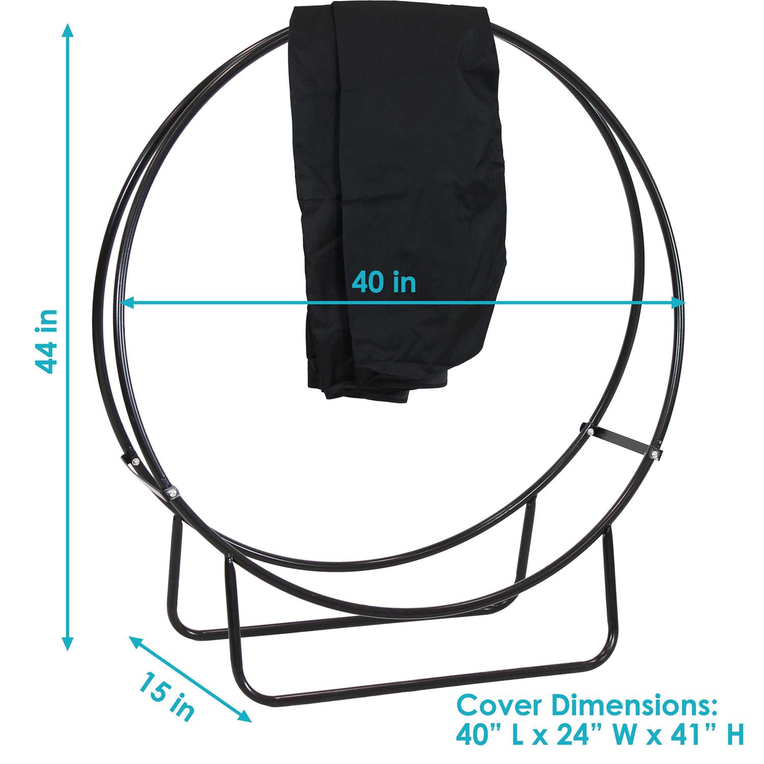Sunnydaze Firewood Log Hoop Rack with Cover - Image 4