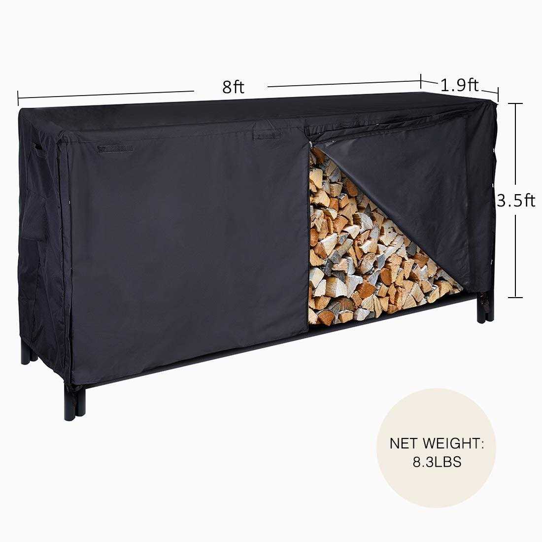 Vivohome Waterproof Log Rack Cover Heavy Duty 600D Oxford Outdoor Firewood Storage Cover - Image 5