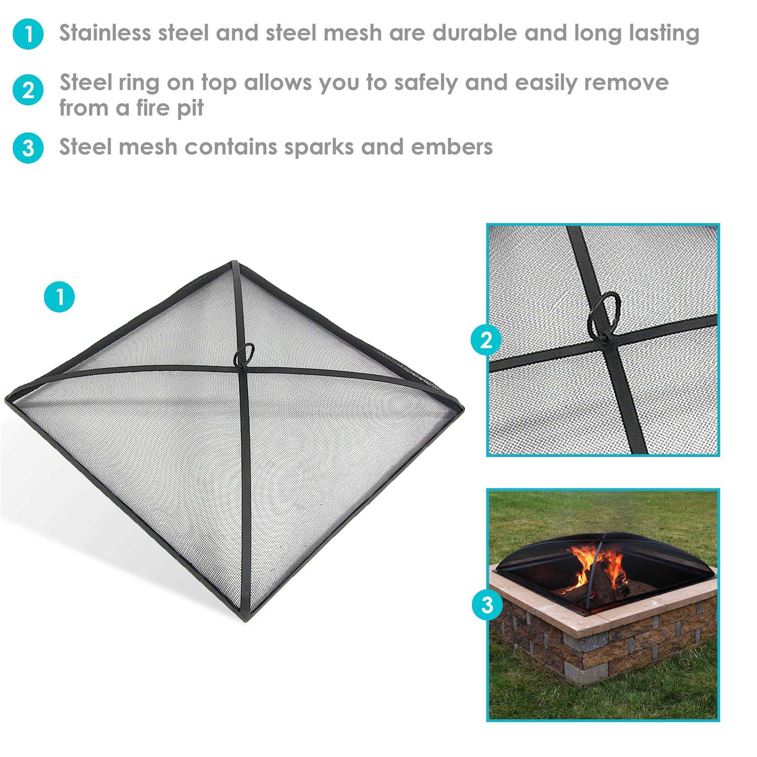 Sunnydaze Decor Square Mesh Fire Pit Spark Screen - Image 4