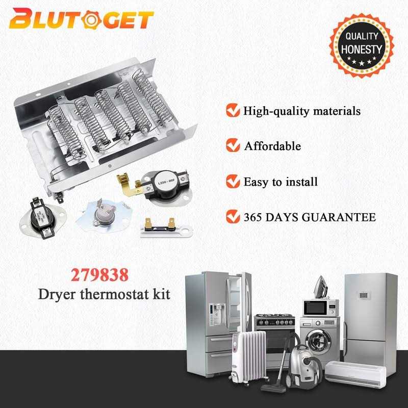 Blutoget 279838 W10724237 Dryer Heating Element Kit for Whirlpool Ken-more Maytag Dryer - Image 5