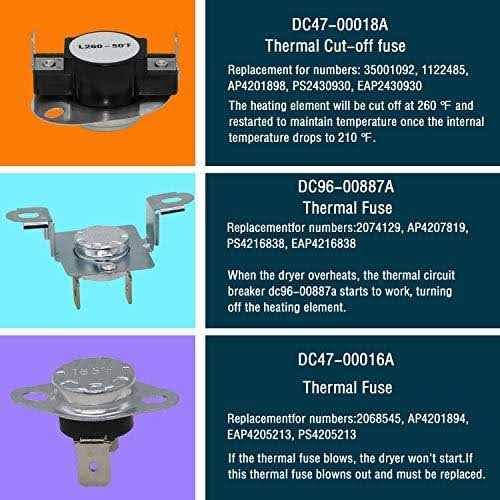 DC47-00019A dryer Heating Element Kit by Beaquicy 4pcs dryer parts DC96-00887A&DC47-00016A&DC47-00018A Thermostat Replacement for SAMSUNG - Image 5