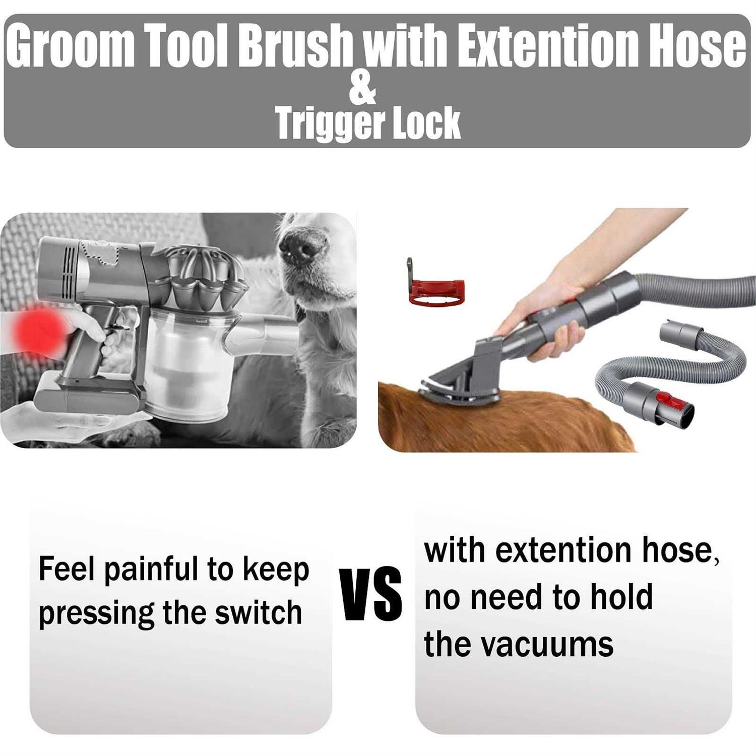 Groom Tool Attachments Brush&extension Vacuum Hose Compatible with Dyson V8 V7 V10 V11 V12 V15 Vacuum Cleaner with Quick Release Converter Adapter - Image 3