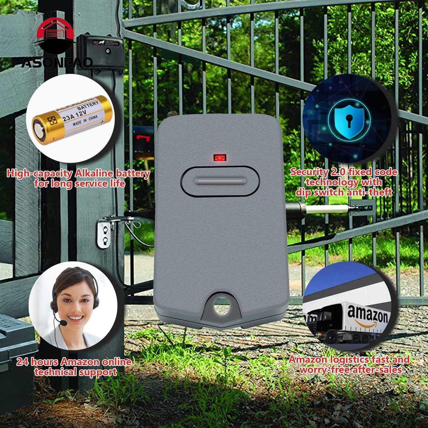 ASONPAO RB741/FM135 Remote Transmitter for GTO Mighty Mule Linear Pro Access Gate Opener - Image 3