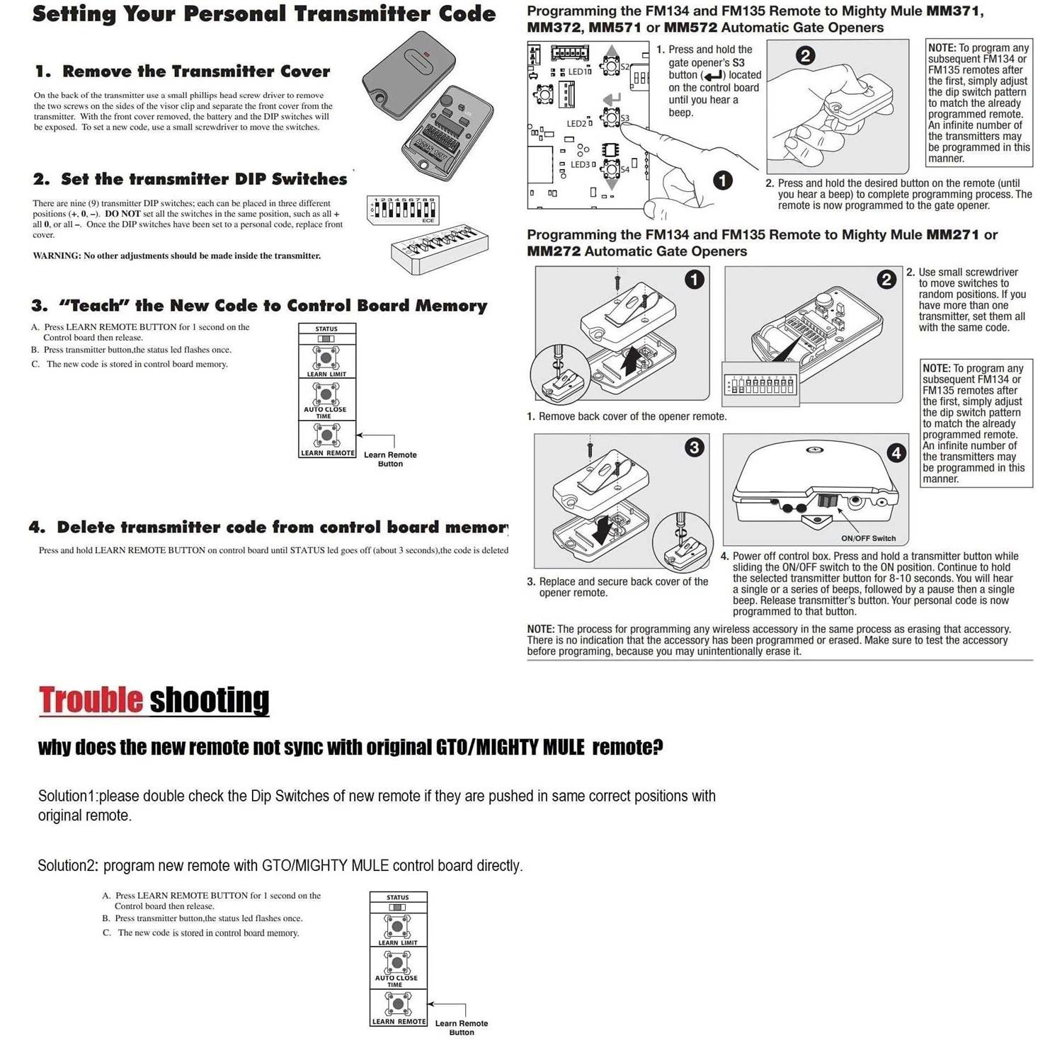 ASONPAO RB741/FM135 Remote Transmitter for GTO Mighty Mule Linear Pro Access Gate Opener - Image 5