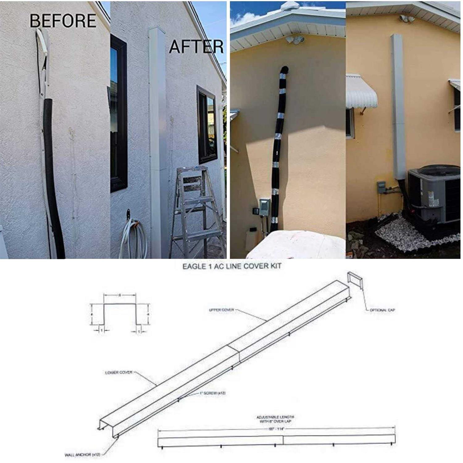 eagle 1 metal line set cover kit for mini split and central air conditioner & heat pump - Image 3