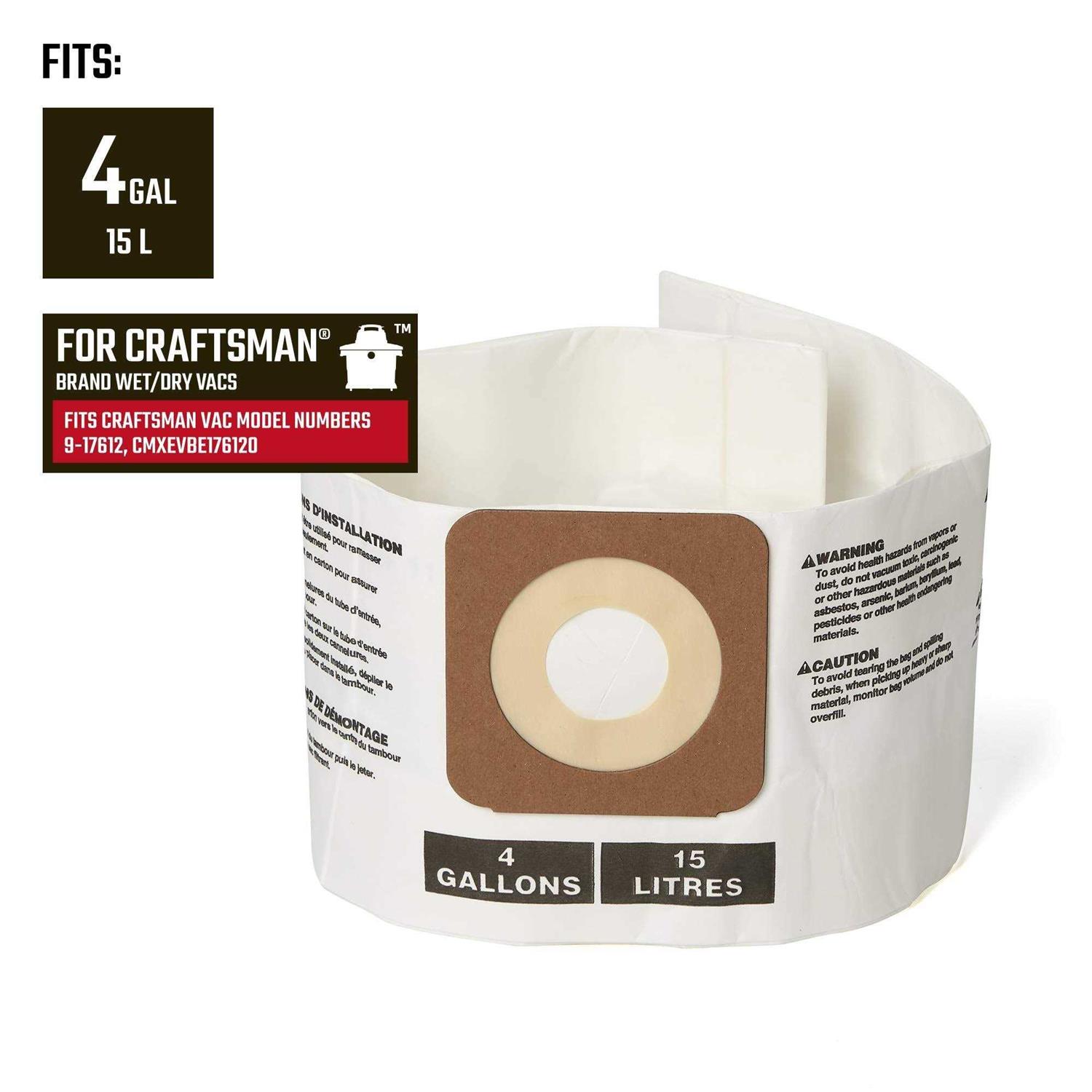 Craftsman 2-Pack 4 Gallon Fine Dust Filter Bag - Image 3