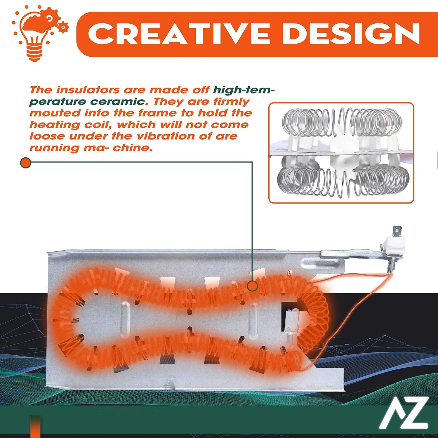 Dryer Heating Element Replaces For Whirlpool WED8300SW2 GEW9250PW0 GEW9200LW1 GEW9200LW0 WED5600XW0 WED9150WW0 GEW9200LL1 WED5500XW0 GEQ9800PW1 - Image 3