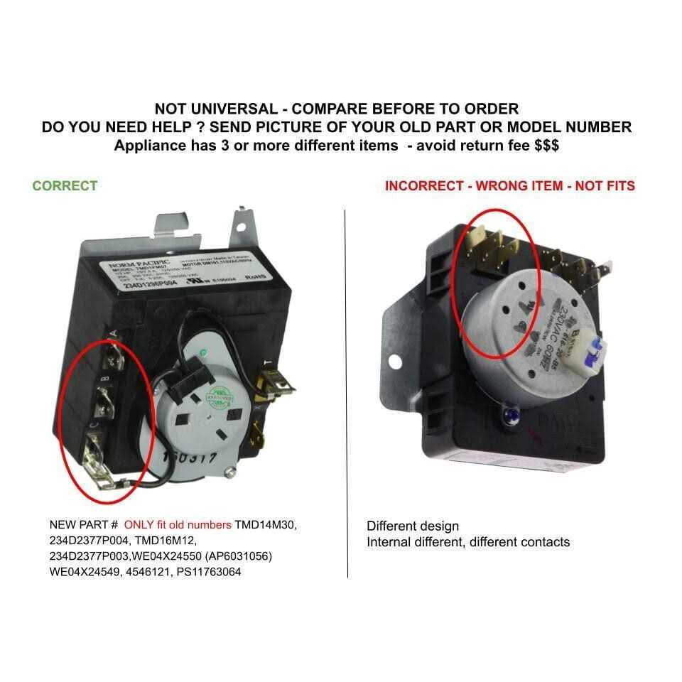 gLOB PRO SOLUTIONS Tmd14m30 234D2377P004 TMD16M12 234D2377P003 cKD1400 Dryer Timer 4A A Length Approx. Replacement for and compa - Image 2