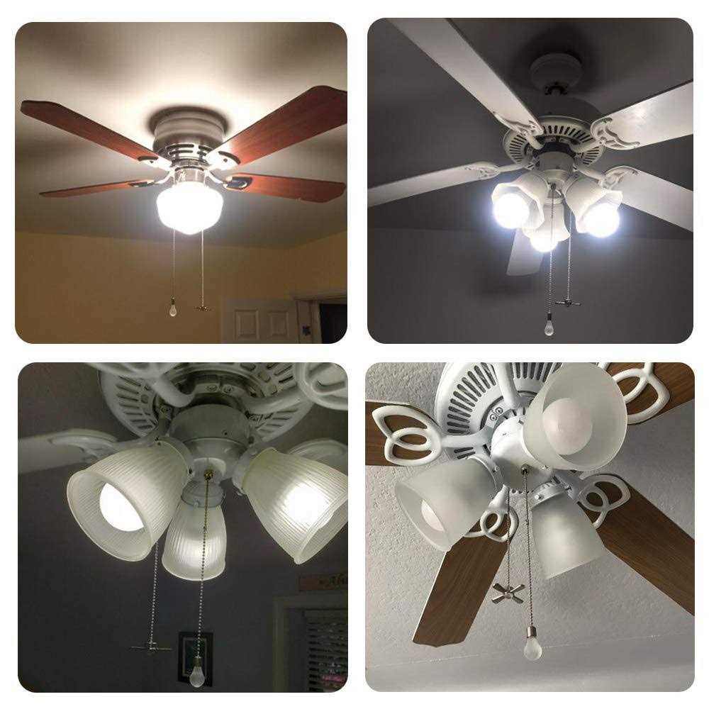 Smotecq Ceiling Fan Pull Chain Extender, 24-inch Extra Long with Decorative Frosted Glass Bulb and Fan Cord - Image 3