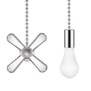 Smotecq Ceiling Fan Pull Chain Extender, 24-inch Extra Long with Decorative Frosted Glass Bulb and Fan Cord - Image 4