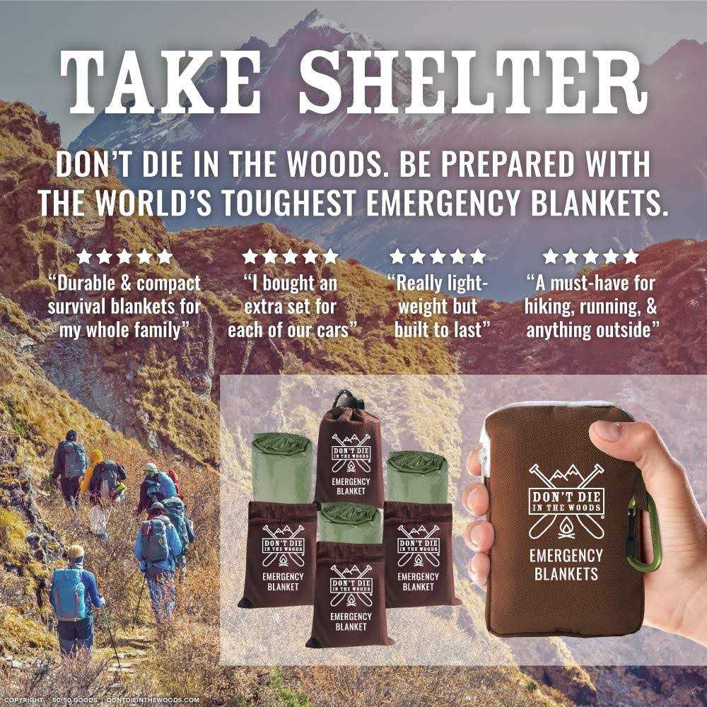 Don't Die In The Woods Emergency Blankets Thermal Mylar Space - Image 3