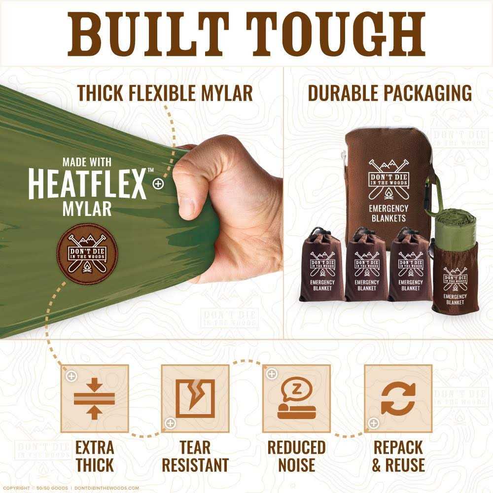 Don't Die In The Woods Emergency Blankets Thermal Mylar Space - Image 4