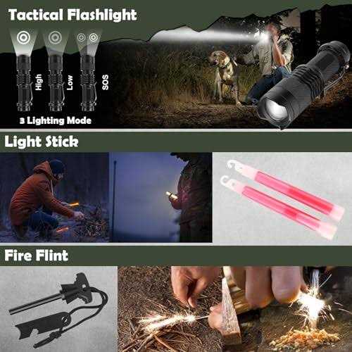 DLMD 320 PCS Survival Kits First Aid Kit, Gifts for Men Christmas Him Dad, Survival Gear and Equipment with Tactical Molle Pouch for Car Camping - Image 3