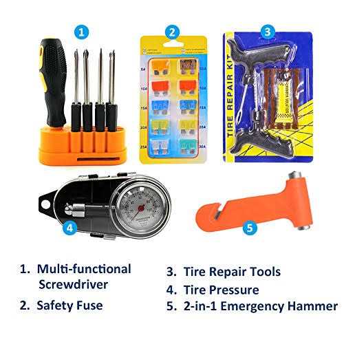 Car Emergency Kit Roadside Assistance Auto Emergency Kit 14-piece Tool Set Car Safety Kit with Jumper Cables - Image 5