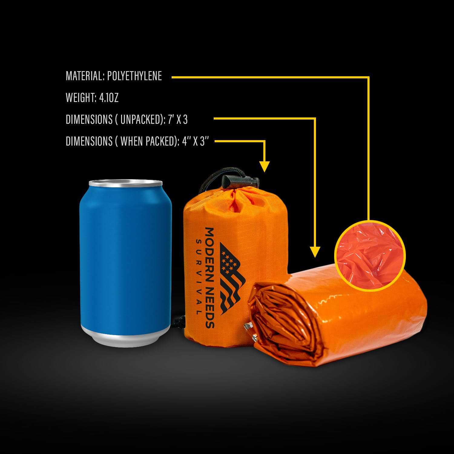 MODERN NEEDS Emergency Survival Sleeping Bag Emergency Blanket Waterproof - Image 4