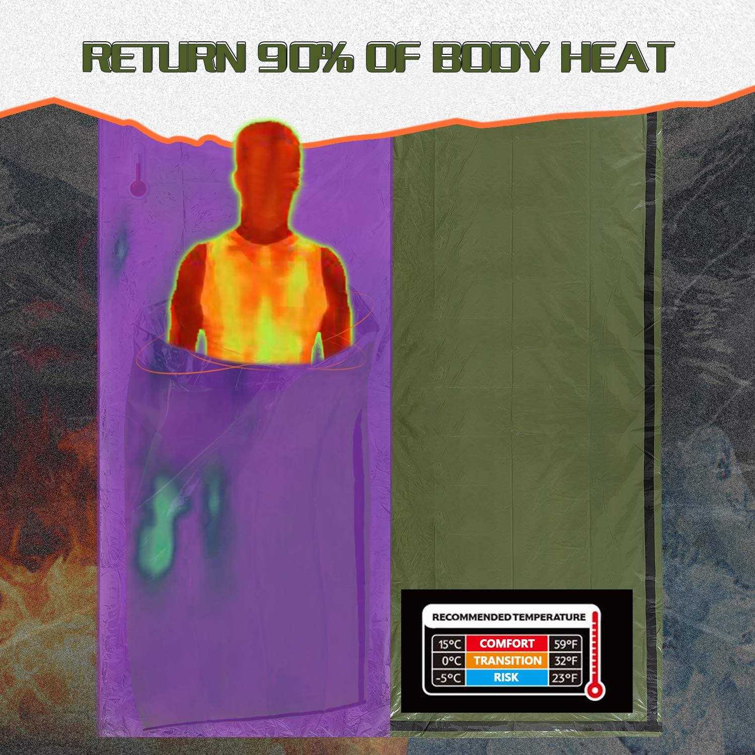 Mezonn Emergency Sleeping Bag Survival Bivy Sack Use as Emergency Blanket Lightweight Survival Gear for Outdoor Hiking Camping Keep Warm After - Image 4