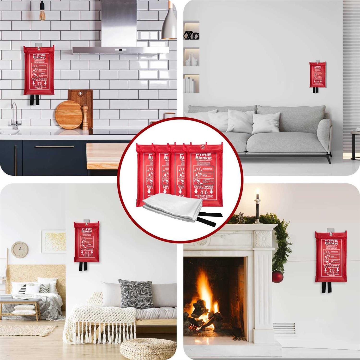 QUINIVER Emergency Fire Blanket + 4 Hooks & 1 Gloves - Image 3