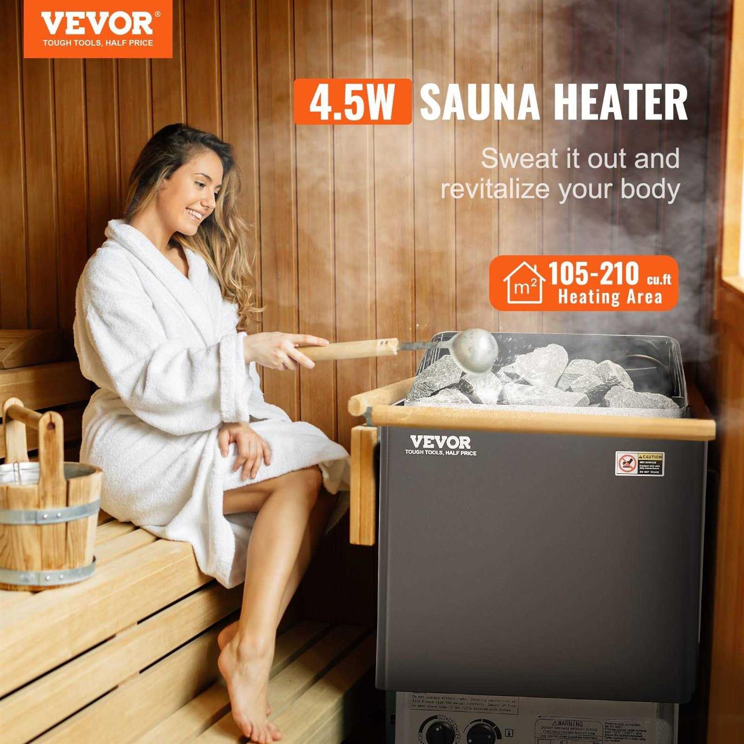 VEVOR Sauna Heater,220V Electric Sauna Stove, Steam Bath Sauna Heate 3h Timer and Adjustable Temp for Max. 176-318 Cubic Feet - Image 4