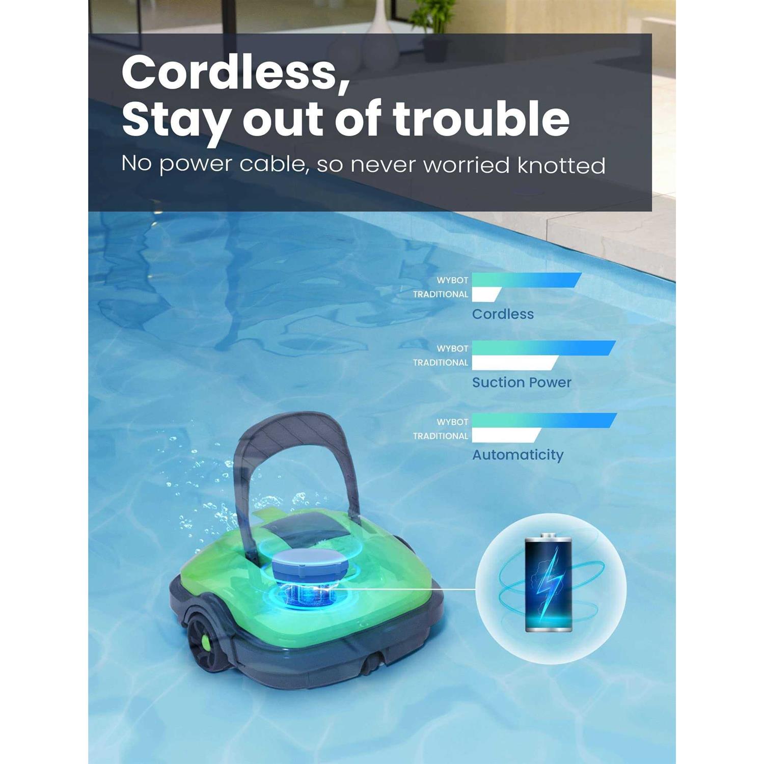 WYBOT Cordless Robotic Pool Cleaner Automatic Pool Vacuum Powerful Suction - Image 3
