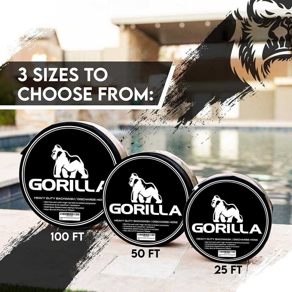 GORILLA Backwash Hose Gorilla Swimming Pool Backwash Hose with Clamp - Image 3