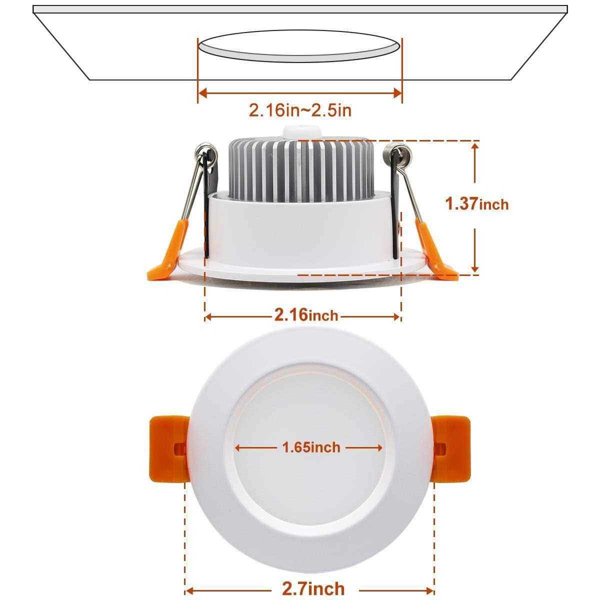 YGS-Tech 2 Inch LED Recessed Lighting Dimmable Downlight 3W - Image 5