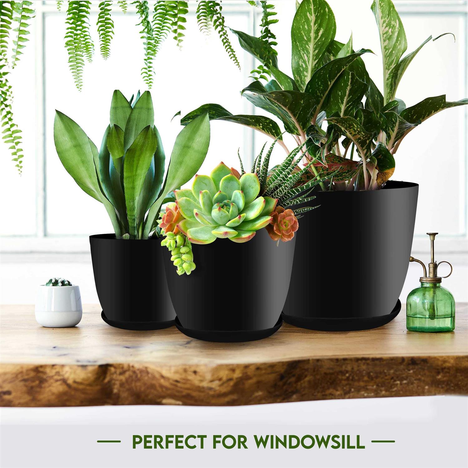 Utopia Home Plant Pots Indoor with Drainage 7/6.6/6/5.3/4.8 Inches Home Decor Flower Pots for Indoor Planter - Image 3